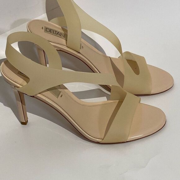 Deltan Women's Beige Synthetic Jelly Strap Stiletto Heels Size 10M - Picture 2 of 8